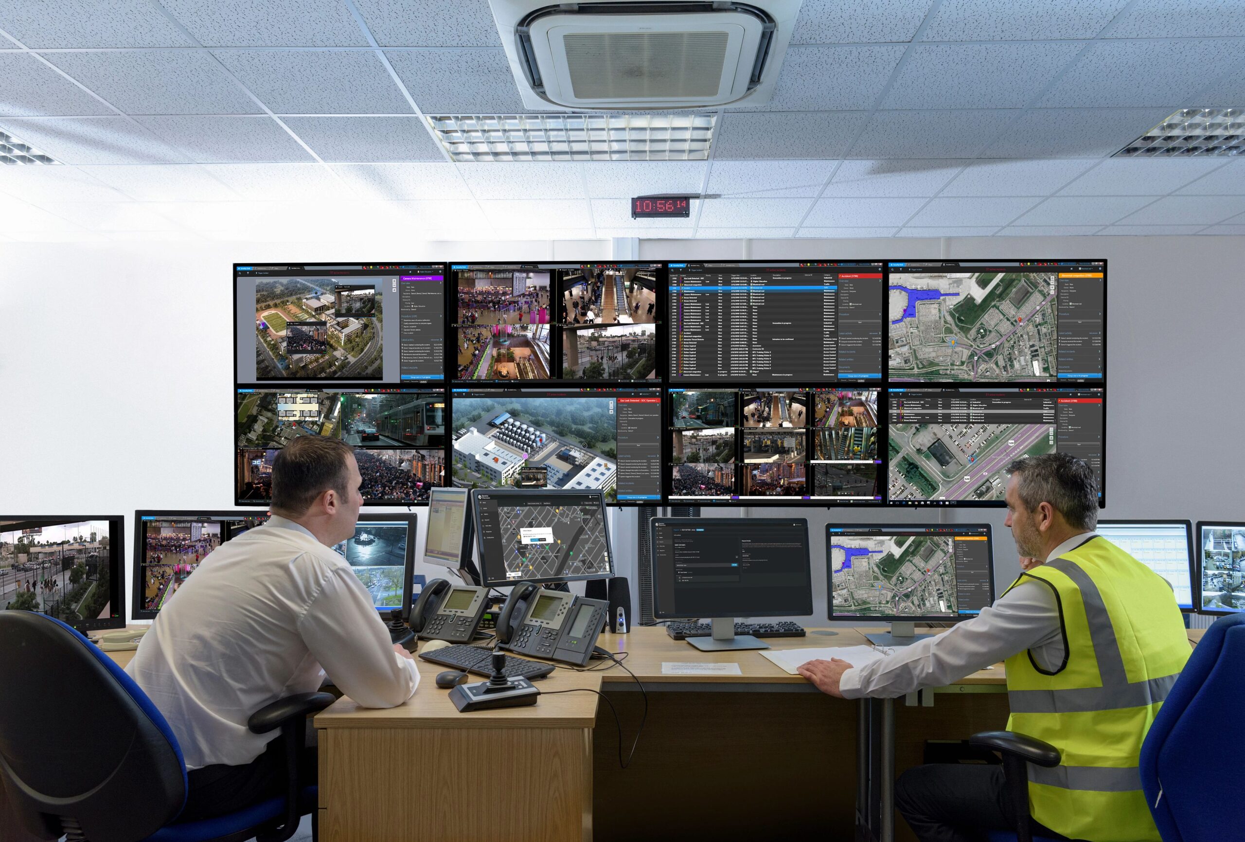 Real-time crime center monitoring field camera feeds